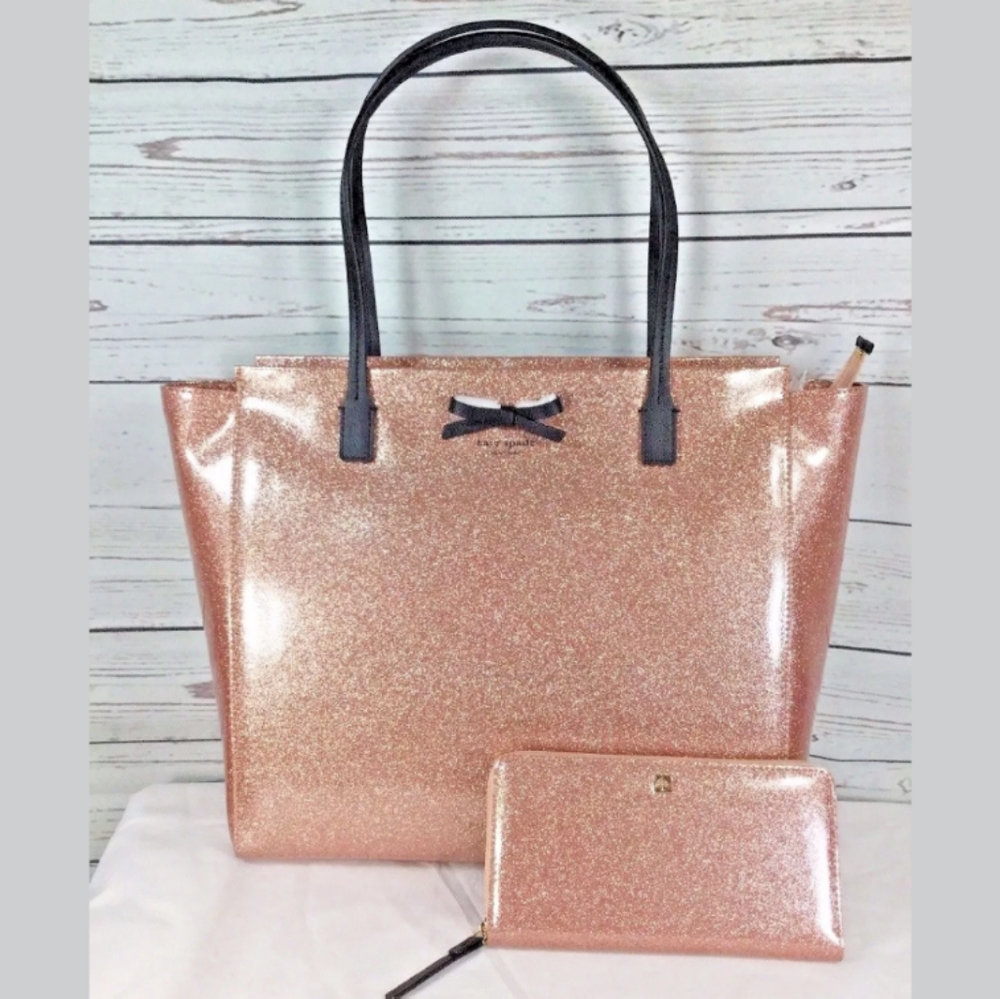 More Pics - Kate Spade Rose GoldGlitter Tote